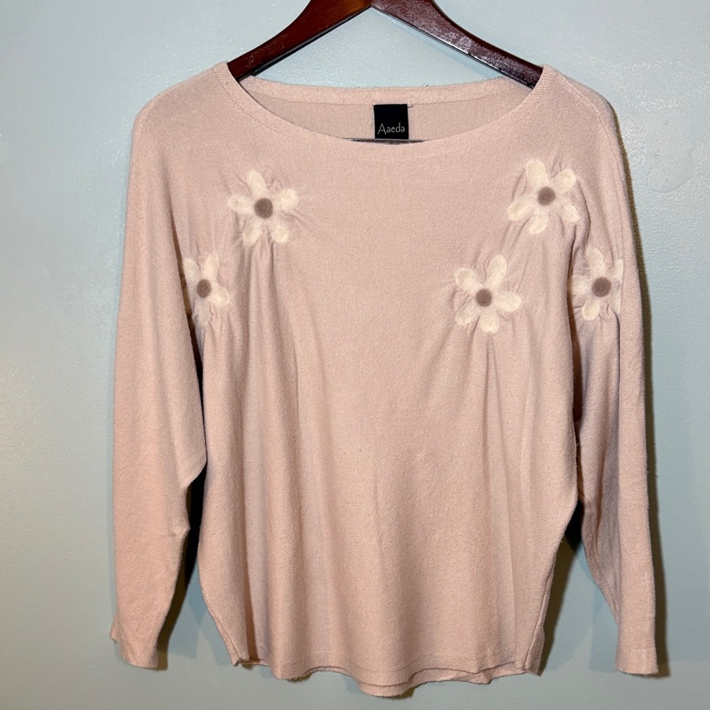 Areda Women's Cream Sweater with Floral Design